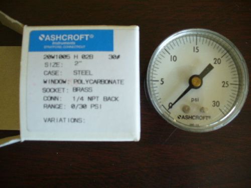 Ashcroft pressure gauge, 2&#034;, 1/4&#034; npt, 0/30 psi for sale