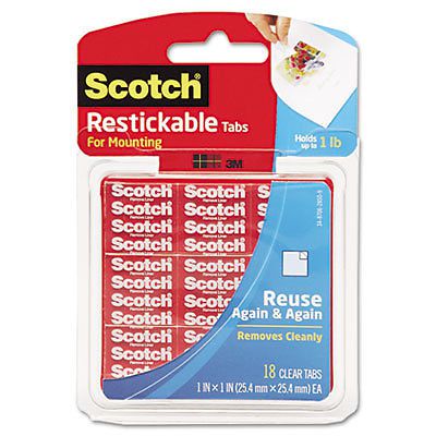 Scotch Reusable Strips 1 Inch X 3 Inch 6/Pkg-Clear 051141910611