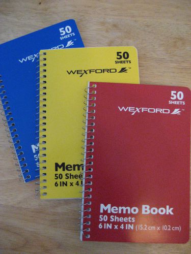 note books  *NEW*  4&#034;x6&#034; memo books x3  red, yellow &amp; blue