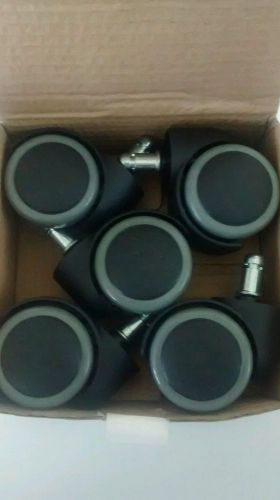 5 replacement office chair swivel twin wheel caster w/ 7/16&#034; x 1&#034; grip ring stem for sale