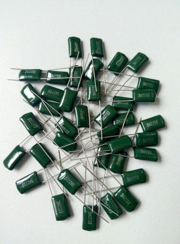 100pcs 3A222J Polyester Film Metal Foil Capacitor 2.2nF 1000VDC +/-5% 114