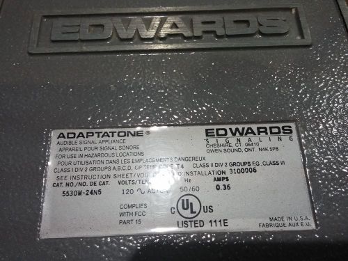 Edwards Adaptatone Audible Signal  #5530M-24N5, 120-240 VAC (OTH005)