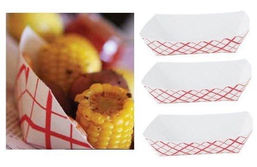 Restaurant Food Supply Red Checker Paper Food Tray, 50 Count