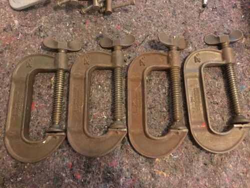 Lot of 4 Jorgensen 104 4&#034; C Clamps Butterfly Handle
