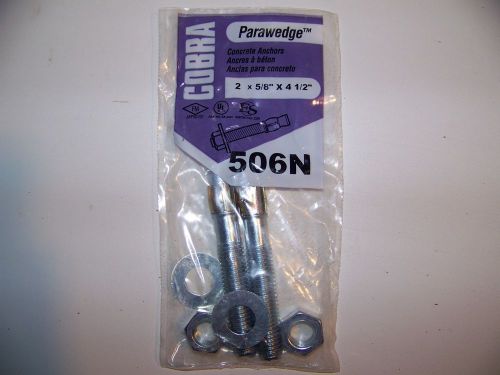 8x cobra parawedge 5/8&#034; x 4-1/2&#034; concrete anchors (4 packs of 2 each) 506n for sale