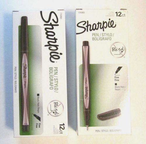 NEW - 24 Sharpie Fine Point Pens - Black - No Bleed - 1742663