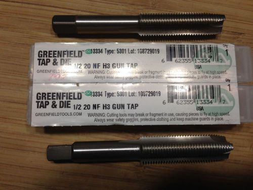 GREENFIELD GUN TAPS 1/2 20 NF H3 TYPE 5301 2 TAPS NIB GTD #13334