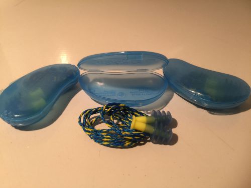 3 PAIR ~ HOWARD LEIGHT FUS30-HP FUSION REUSABLE EARPLUGS CORDED WITH CASE