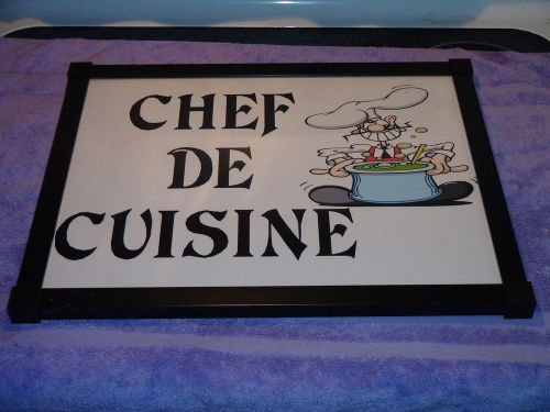 Handmade CHEF DE CUISINE Restaurant Sign Diner Deli Double Sided Lucite Metal