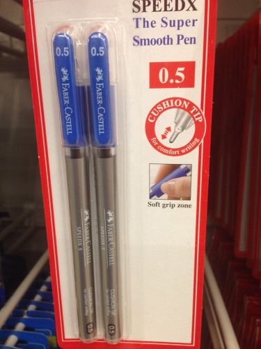 2 x Faber Castell Speed-X Super Smooth Blue Ball Point 0.5 mm Tip Pen Set