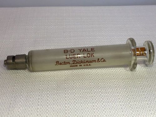 Vintage Luer-Lok Yale E3580 B&amp;D Multifit 5CC Glass Syringe Free Shipping USA