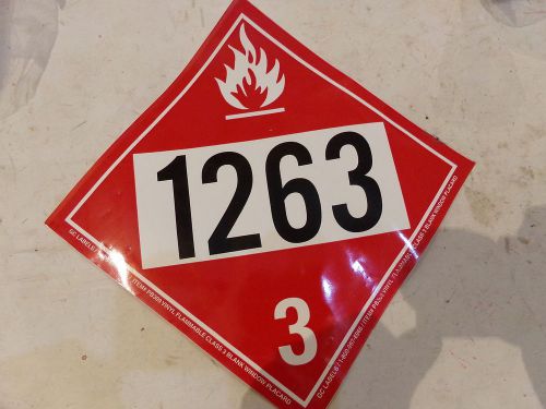 FLAMMABLE 1263 CLASS 3 STICKER / DECAL 10-3/4&#034; X 10-3/4&#034; (LOT OF 5)  - NEW