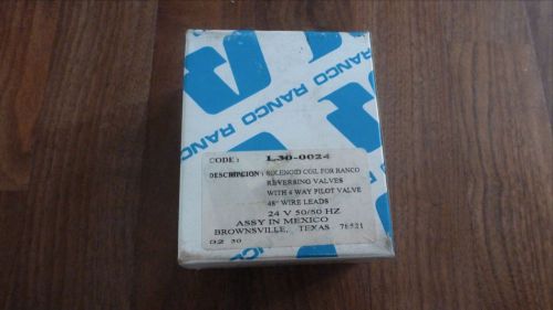 Ranco Solenoid Coil, L30-0024, 24V , 48&#034; Wire Leads *New Old Stock*