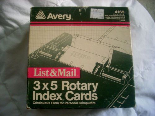 Avery 4169  Rotary Cards File Index 3x 5 vintage new old stock continuous form