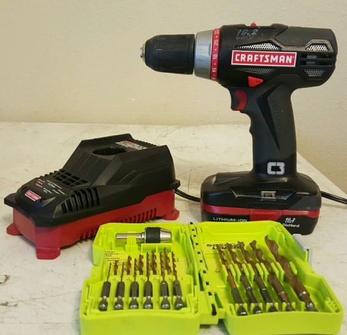 CRAFTSMAN 19.2 VOLT, C3 LITHIUM ION 3/8 IN CORDLESS DRILL/ DRIVER KIT. FREE BITS
