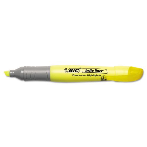 12 bic brite liner grip xl chisel fl yellow highlighter for sale