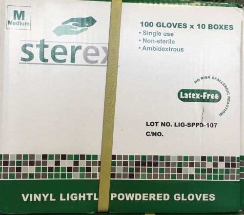 1,000 Sterex Disposable Vinyl Lightly Powdered Gloves - MEDIUM