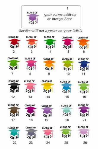 30 Personalizeded Address labels Graduation Caps 2016 Buy 3 get 1 free {gc1}