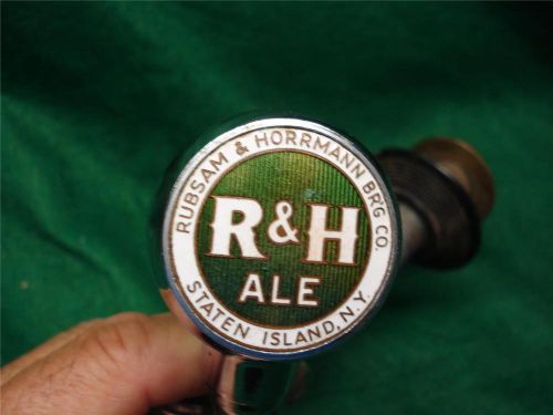 R &amp; H ALE VTG CHROME PLATED FAUCET SPOUT EXTENSION  BEER TAP GREEN
