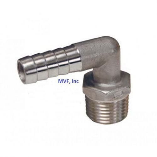 90* hose barb for 1/2&#034; id hose x 3/8&#034; mpt hex brewing 316 &lt;hb627 for sale