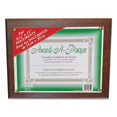 Award-A-Plaque Document Holder, Acrylic/Plastic, 10-1/2 x 13, Walnut, 1 Each