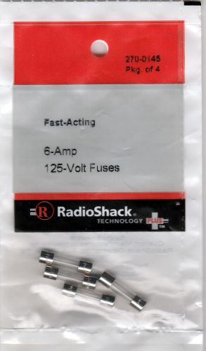 Radioshack 6-AMP 125 Volt Fast-Acting  5 X 20mm Fuses Pkg of 4 270-0145
