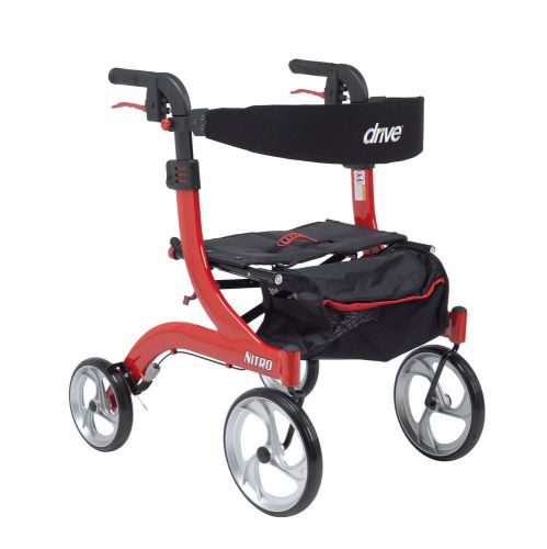 Rtl10266h-drive nitro aluminum rollator hemi 10&#034; casters(red)-free shipping for sale