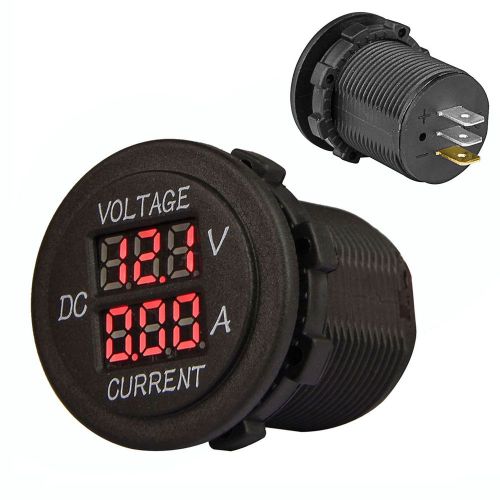 Car motorcycle dc 12v/24v voltmeter ammeter red led dual digital voltage meter for sale