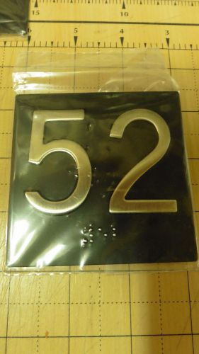 NEW &#034;52&#034; 3.25&#034;x 3.25&#034; Stainless Steel w/  Black Background placard