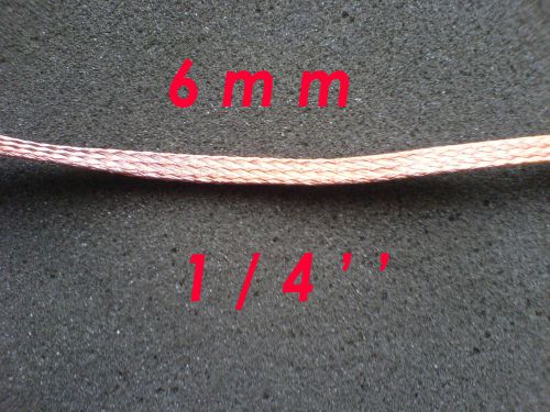 2meter 6.6ft 6mm Flat Pure Bare Copper Braid Sleeve Screening Tubular Cable DIY
