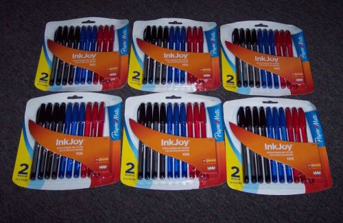 8 new 10 ct pkgs paper mate ink joy 100 ballpoint pens  - red, black &amp; blue ink for sale