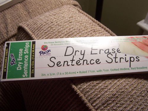 NEW Pacon Dry Erase Sentence Strips  3 x 12 Inches  White  30 Strips 5187