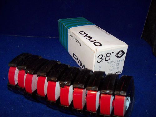 NOS Vtg DYMO Embossing TAPE 3/8&#034; x 144&#034; 10 ROLLS  color:  RED in orig box