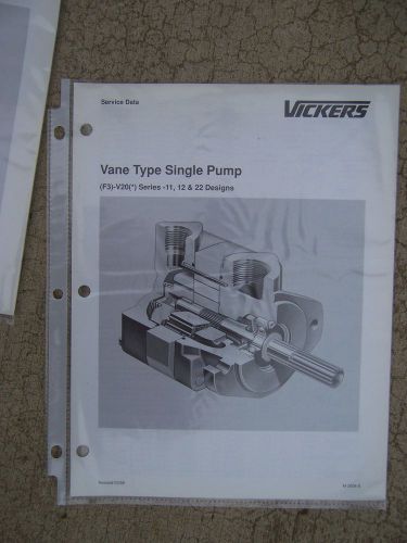1998 Vickers Vane Type Single Pump (F3)-V20(*) Series Service Data 11 12 22    R
