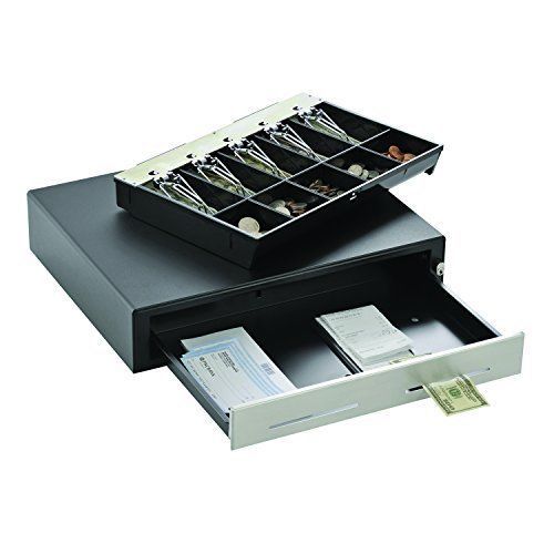 MMF Heritage 15-Inch Cash Drawer with Cable, Black/Stainless Steel