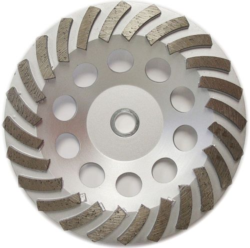 7” Premium Turbo Diamond Cup Wheel for Concrete 24Seg 7/8”-5/8” Arbor 30/40 Grit