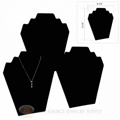 (3) 9 1/4&#034; Black Velvet Padded Pendant Necklace Display Easel Presentation