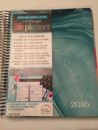 Erin Condren 2016 Life Planner Horizontal Colorful Blue New Organization
