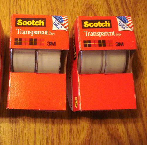 4 rolls 3m scotch clear office transparent tape 3/4&#034; 250&#034; each desktop dispenser for sale