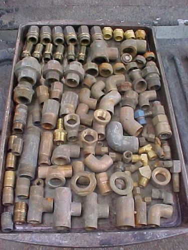 100 brass elbow fitting pipe steampunk repurpose art lot salvage for sale
