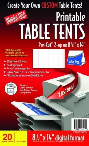 Blanks/USA Pre-Cut Printable Table Tents (CT602X9WH)