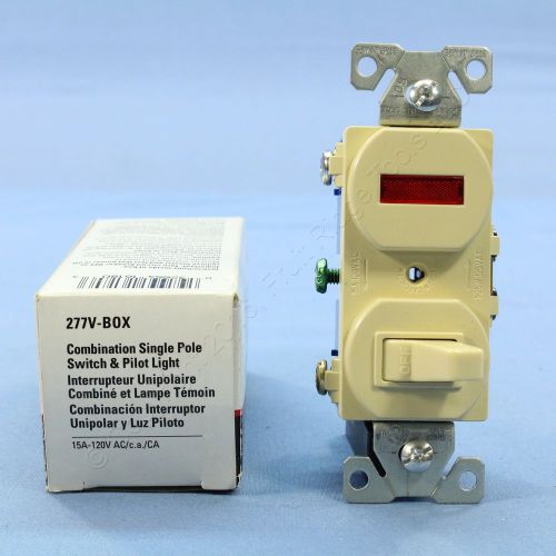 New Cooper Electric Ivory Pilot Light Toggle Switch Single Pole 15A 277V Boxed