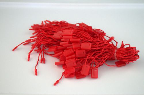 7&#034; 500 pcs red hang tag nylon string flat snap lock pin loop fastener ties for sale