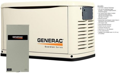 GENERAC®  6551 22/19.5kW natural gas or LP generator with 200A Transfer switch