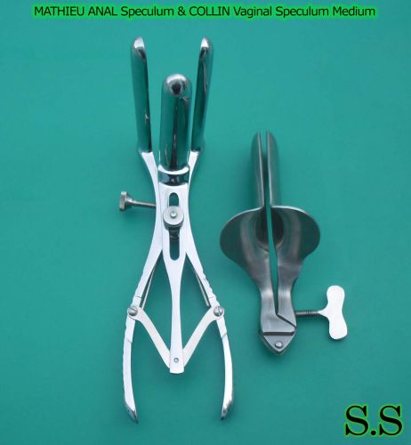 Collin Vaginal Speculum Medium &amp; 3 Prong Mathieu Anal Speculum