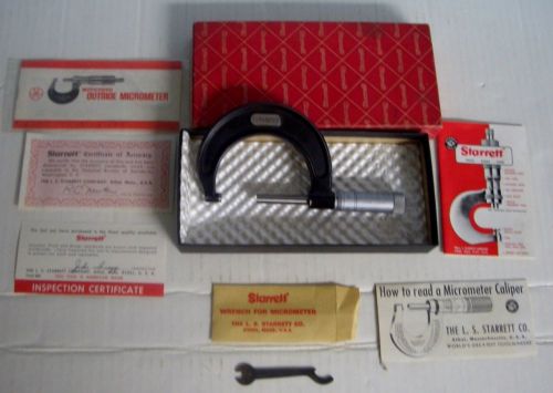 Starrett 1-2&#034; Outside Micrometer 436 with Box + Instructions, etc