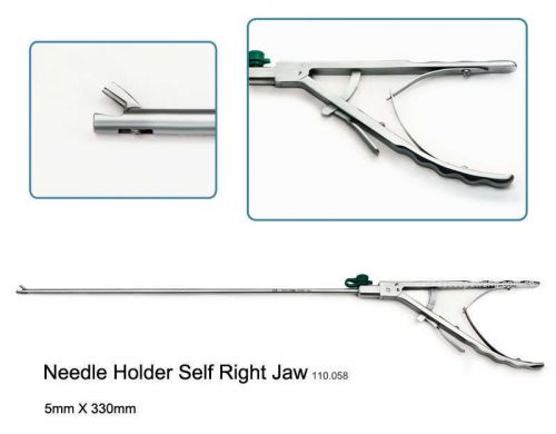 New Needle Holder 5X330mm Self Right Jaw Laparoscopy