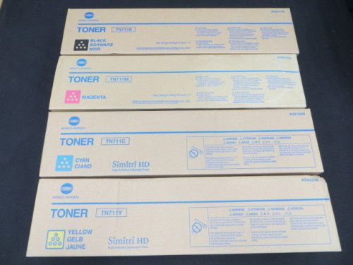 4 Genuine Konica Minolta TN711K TN711C TN711M TN711Y Toner Cartridge For C754