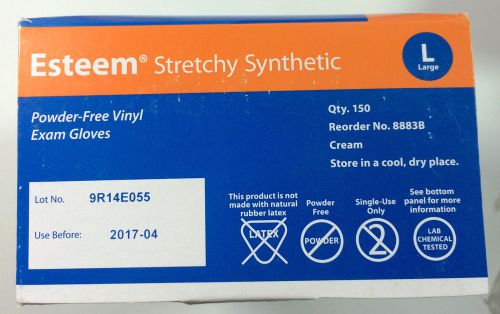 Esteem Vinyl Powder-Free Examination Gloves 8883B Size Large 4 Boxes of  150