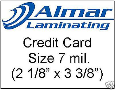 100 Credit Card Size Laminating pouches  7 mil.